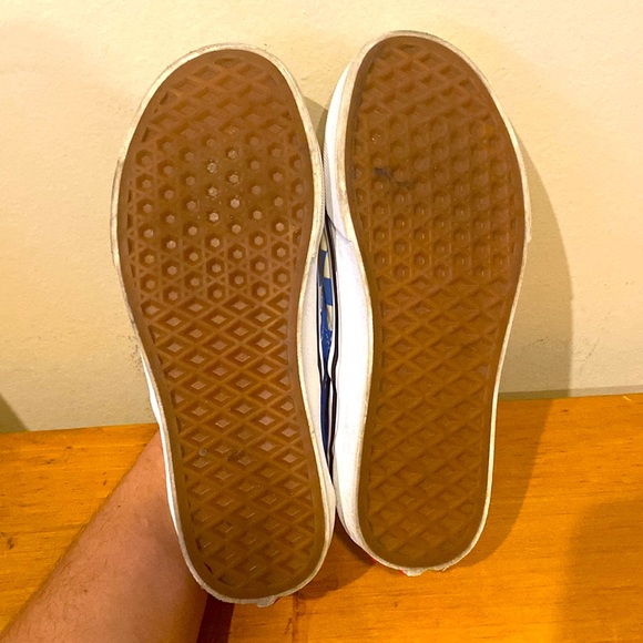 Unisex Vans Blue & White Checker low top slip on sneakers Mens 3.5 womens 5 - Picture 6 of 10